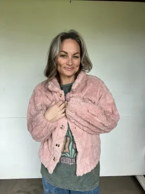 102326 Blush Pattern Soft Fleece Fur Shacket