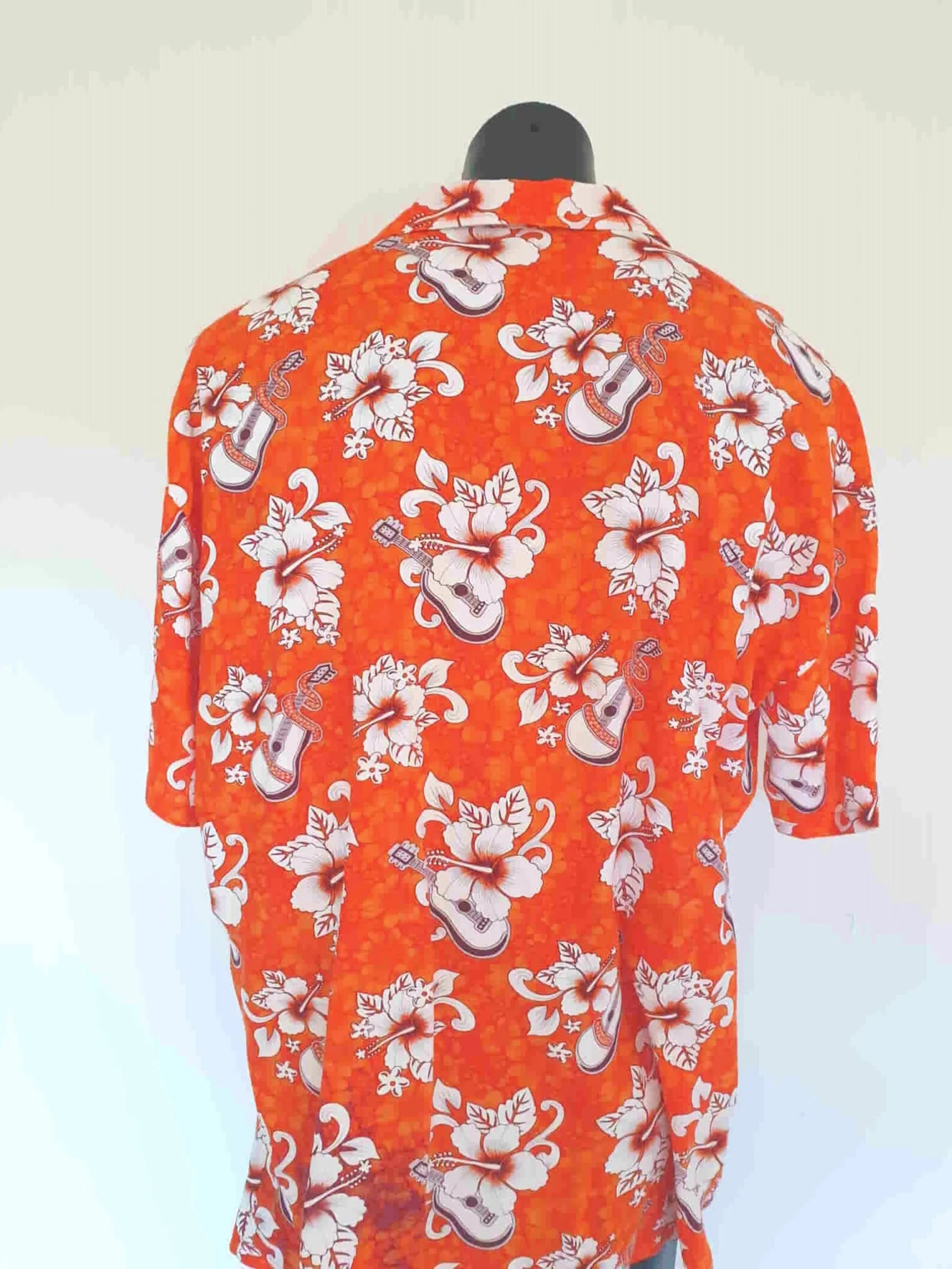 1980s Bright Orange Hawaiian Shirt - XL