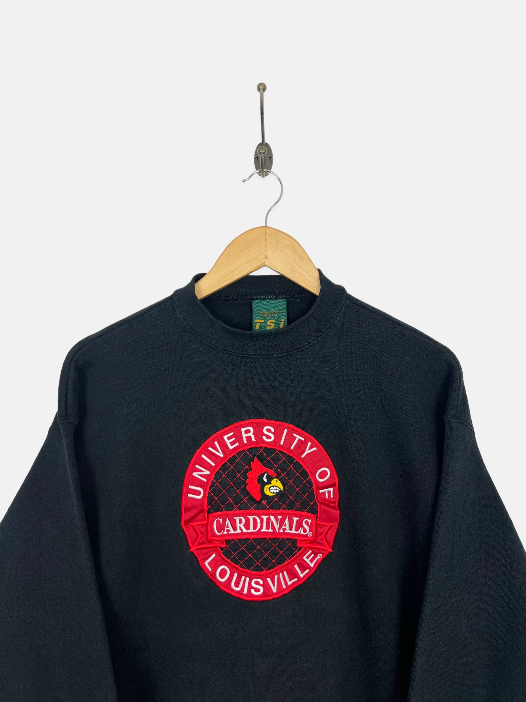 90's Louisville Cardinals USA Made Embroidered Vintage Sweatshirt Size 8-10