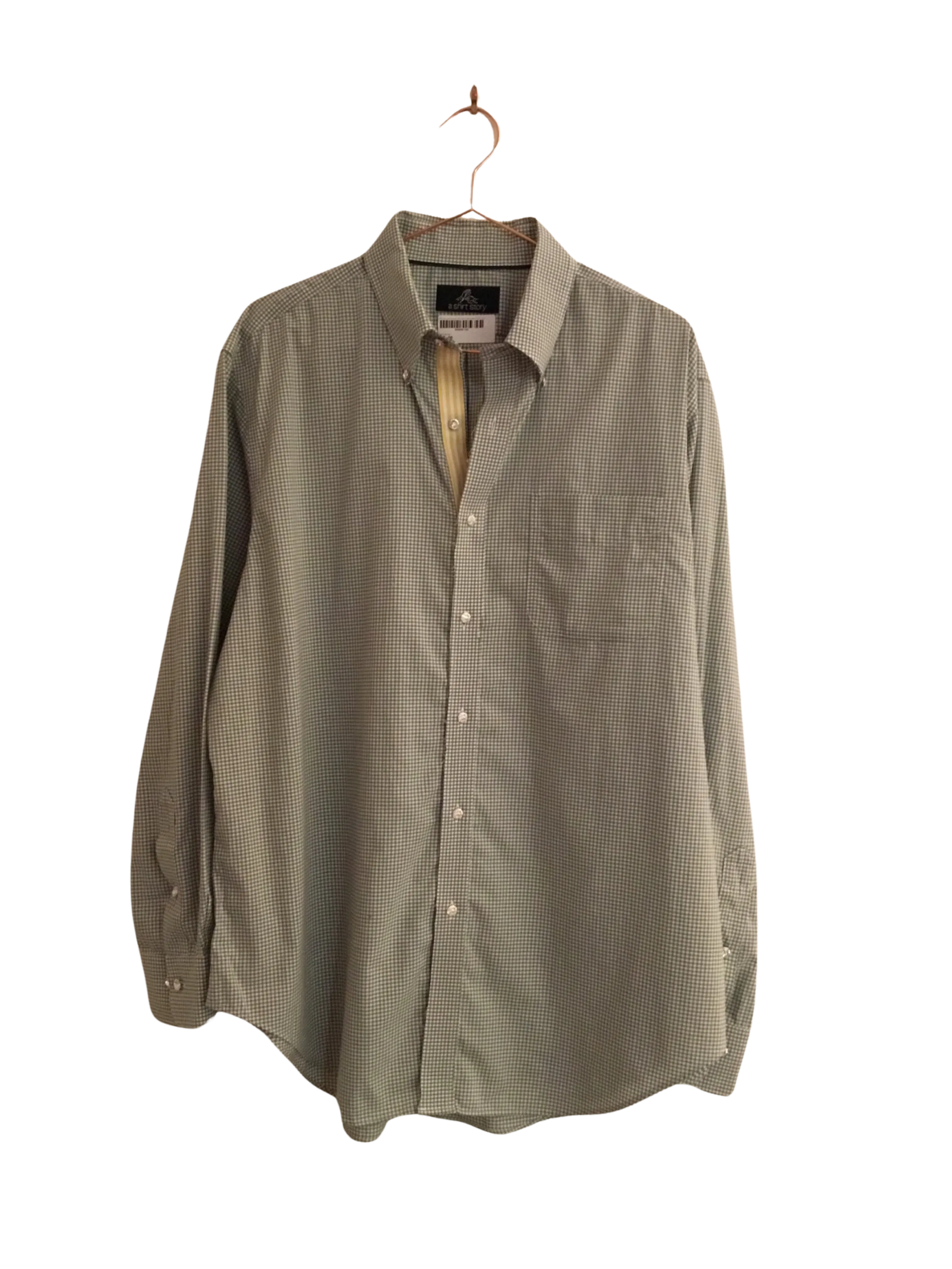 A Shirt Story: Green Gingham with Yellow Striped Ribbon Button Down