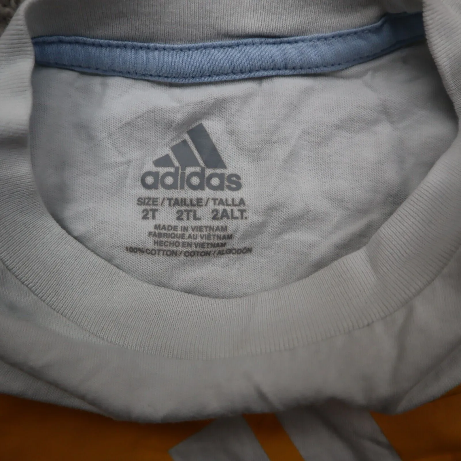 adidas T Shirt Boys Size 2T White Solid Long Sleeve Fitted Graphic Shirt Logo