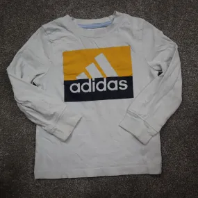 adidas T Shirt Boys Size 2T White Solid Long Sleeve Fitted Graphic Shirt Logo