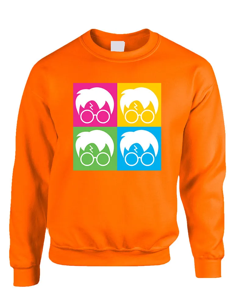 Adult Crewneck 4 Faces Harry Glasses Scar Cool Popular Top