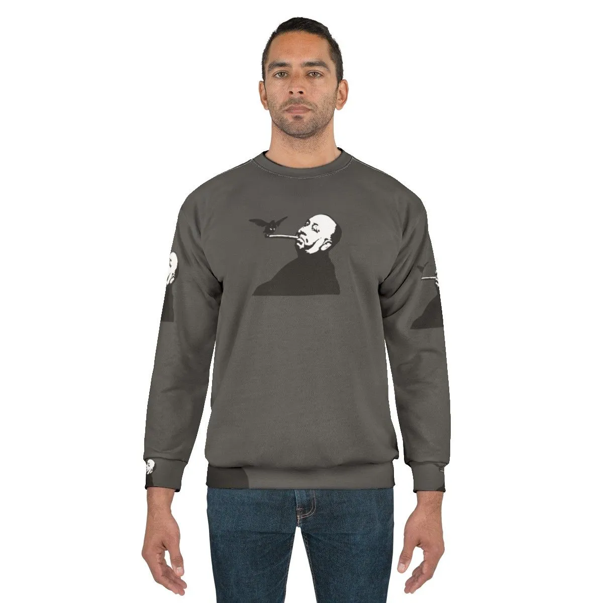 Alfred Hitchcock Birds and Cigar Graphic Sweatshirt