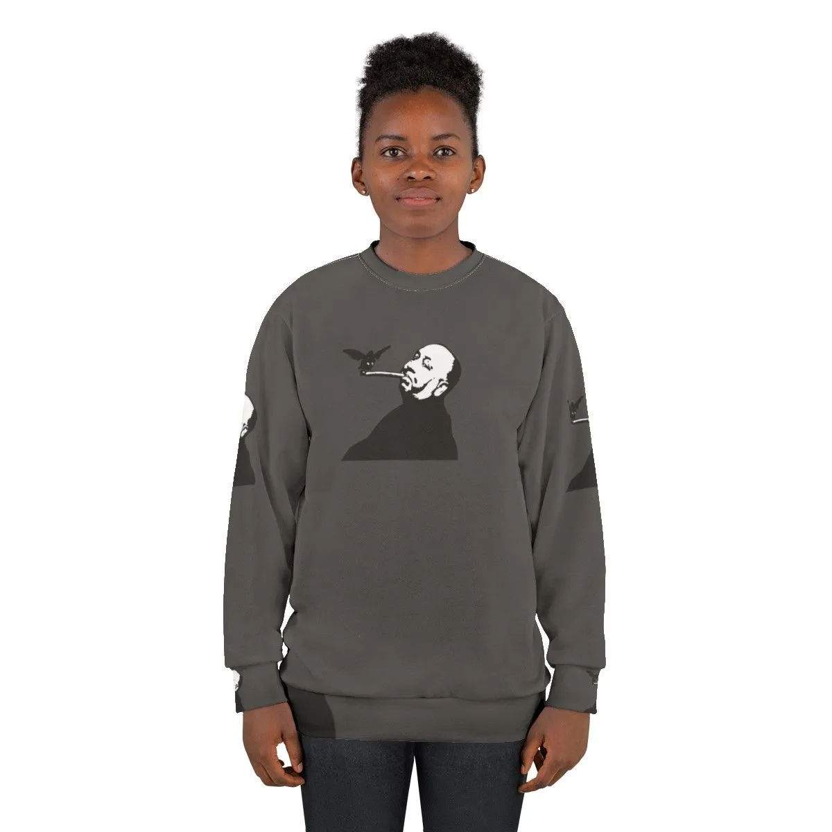 Alfred Hitchcock Birds and Cigar Graphic Sweatshirt