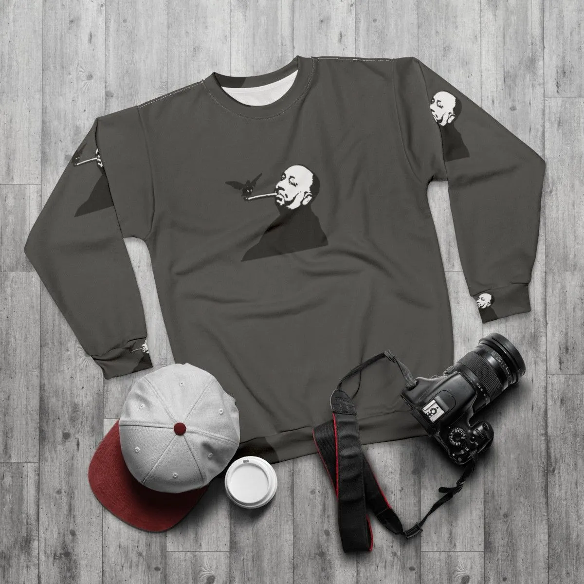 Alfred Hitchcock Birds and Cigar Graphic Sweatshirt