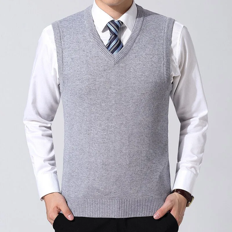 Angelo Ricci™ Brand Knitted Wool Sleeveless Vest Pullover Sweater
