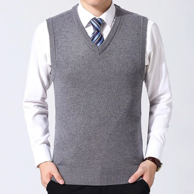 Angelo Ricci™ Brand Knitted Wool Sleeveless Vest Pullover Sweater