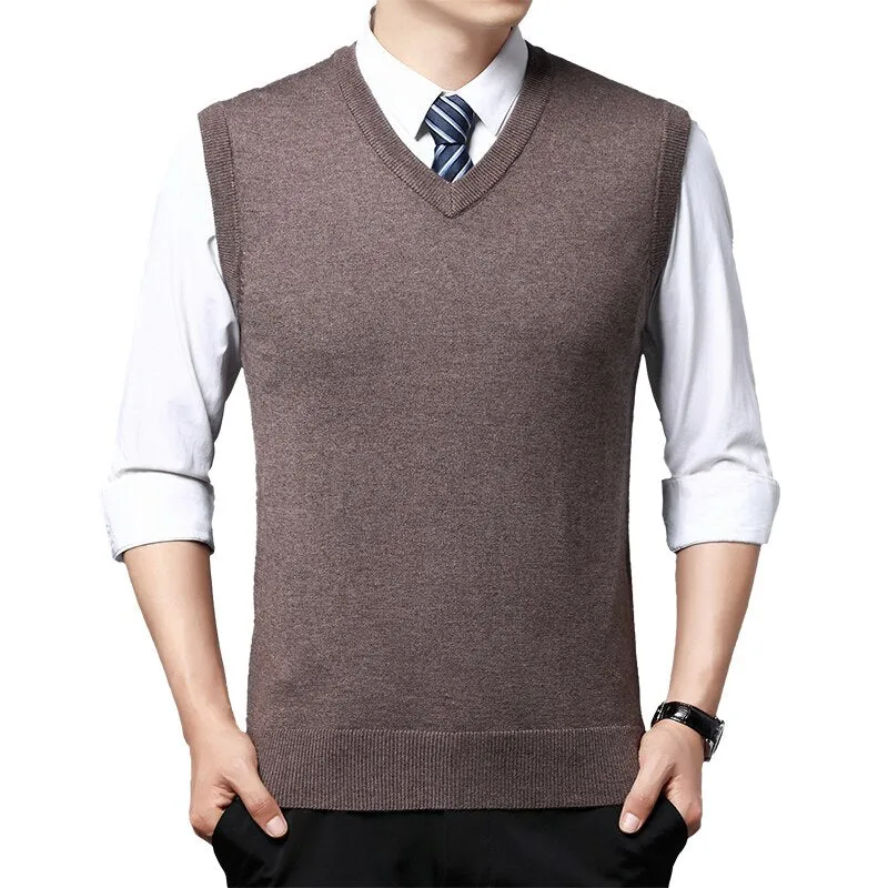 Angelo Ricci™ Brand Knitted Wool Sleeveless Vest Pullover Sweater