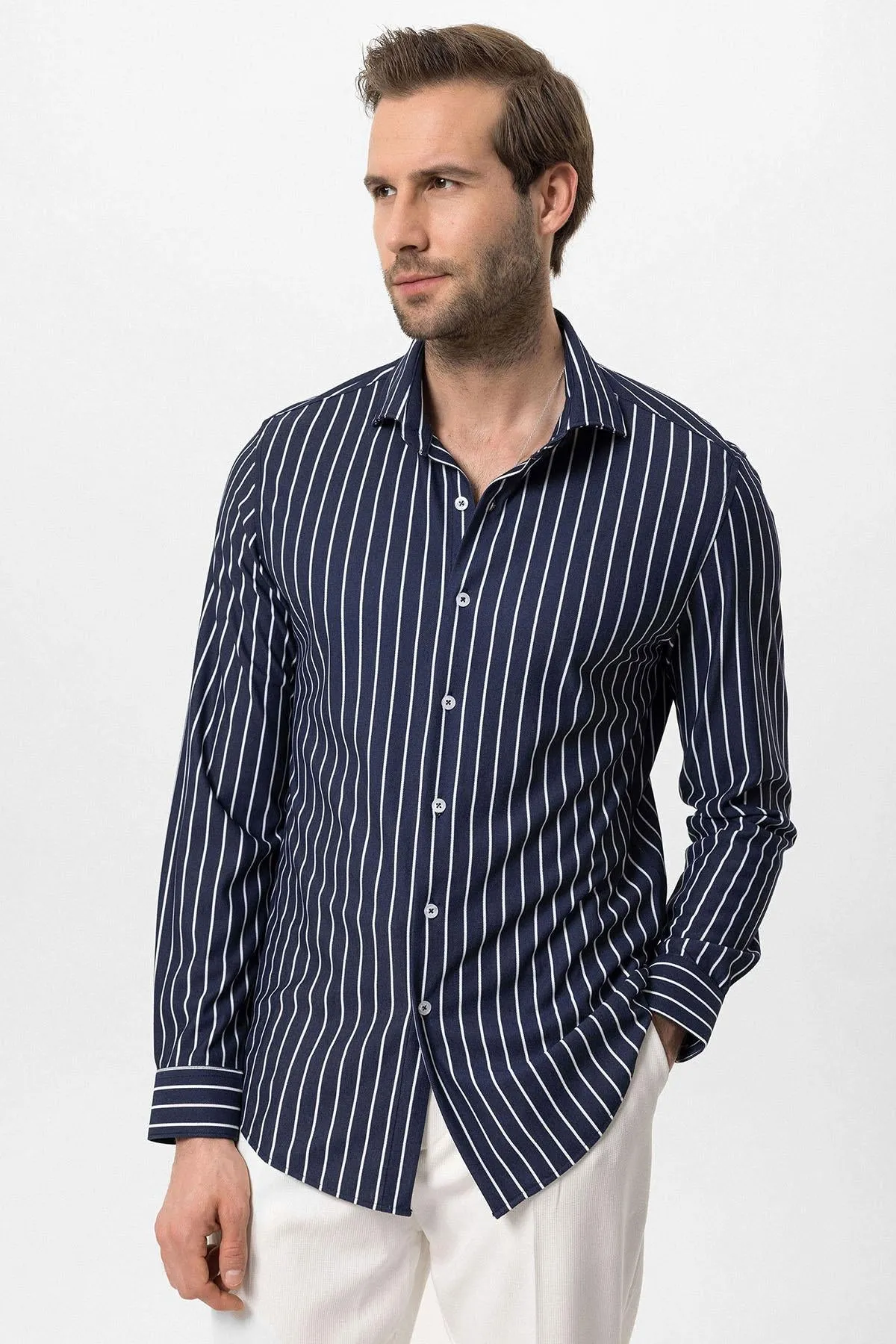 ANT Slim Fit Striped Long Sleeve Men's Shirt - Barsinghausen