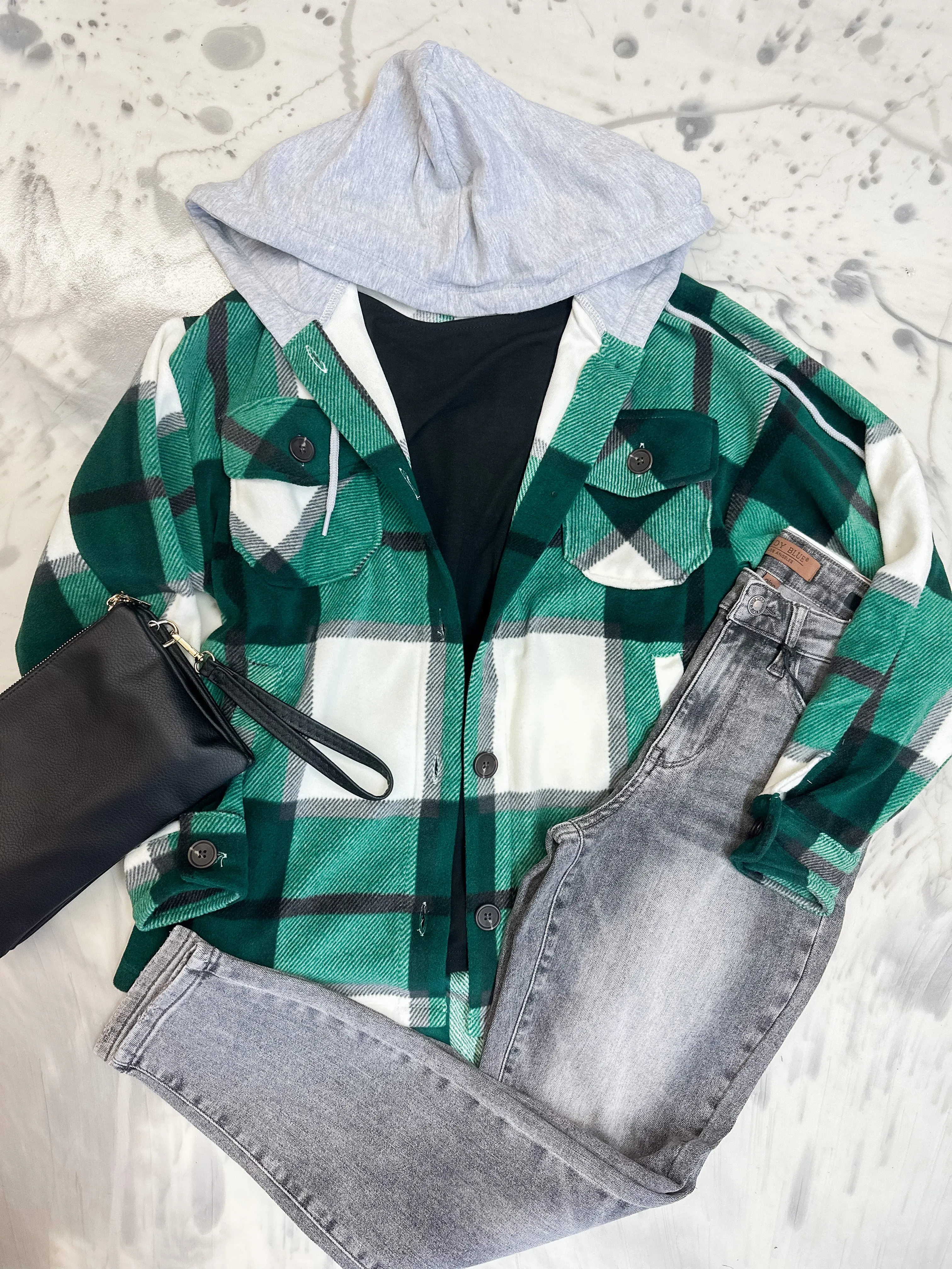 Axe Roe Hooded Shacket Hunter Green