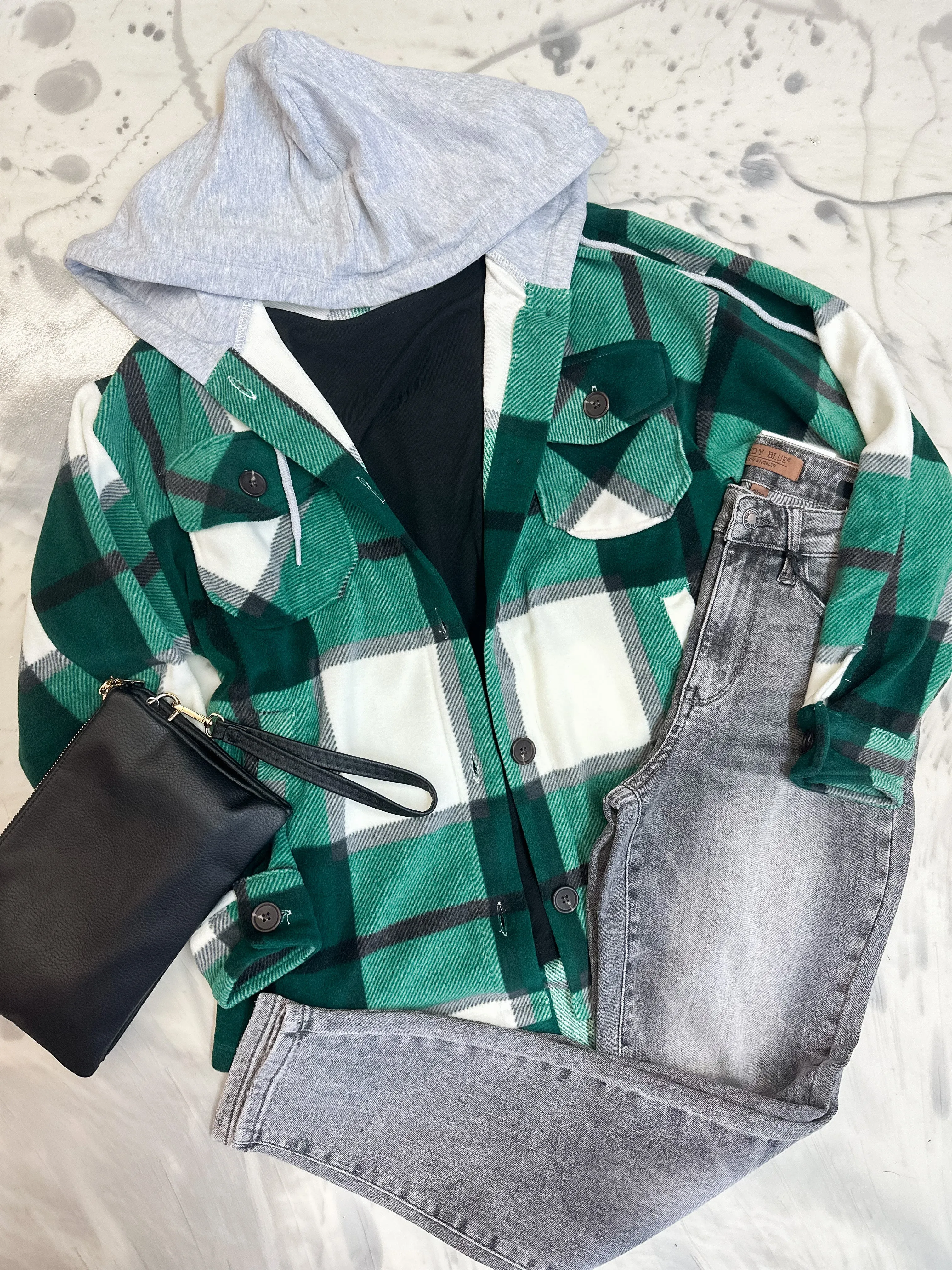 Axe Roe Hooded Shacket Hunter Green
