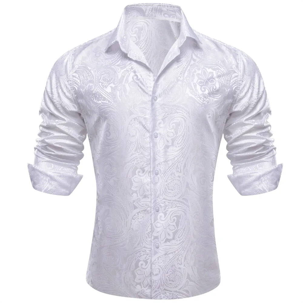 Barry Wang Button Down Shirt Purple Black Paisley Dress Shirt for Men