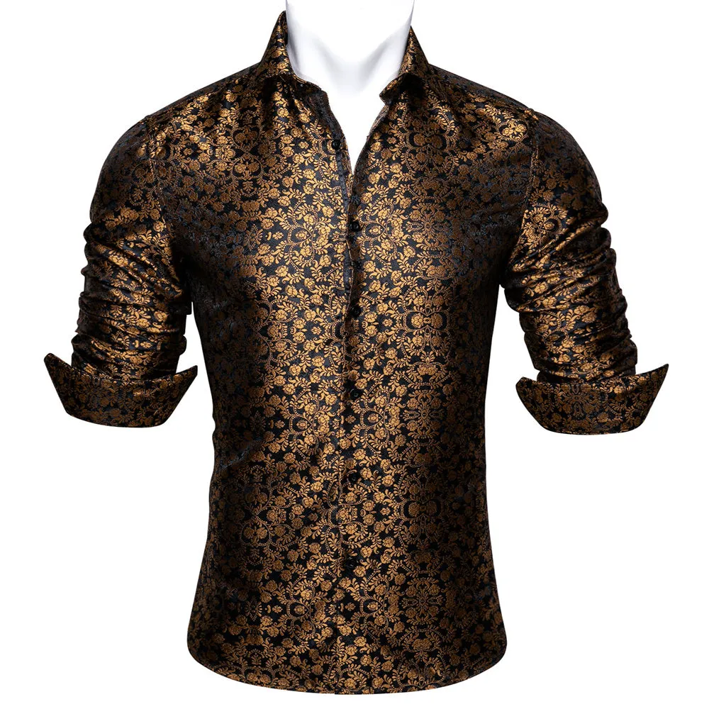 Barry.wang Novelty Brown Floral Shirt