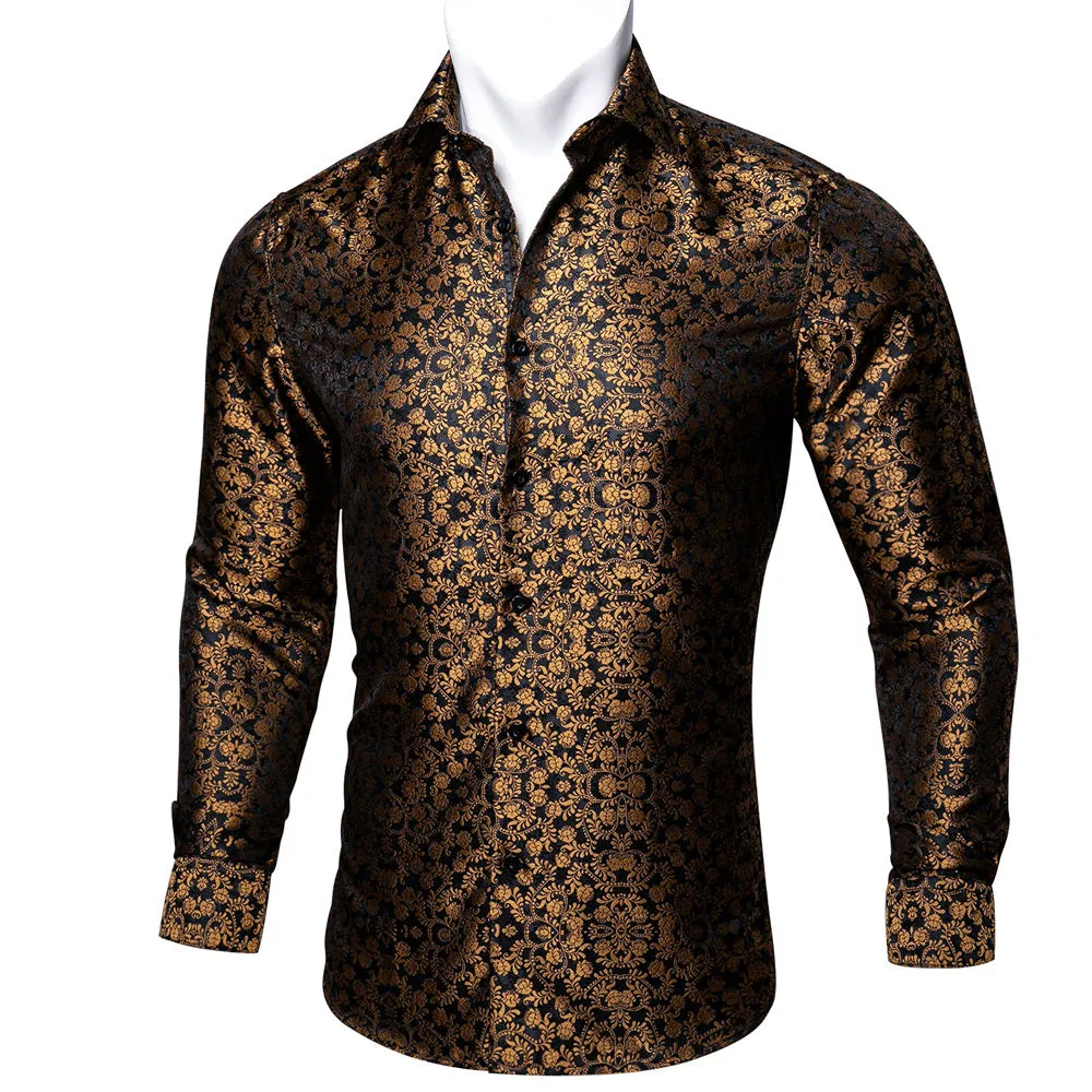Barry.wang Novelty Brown Floral Shirt