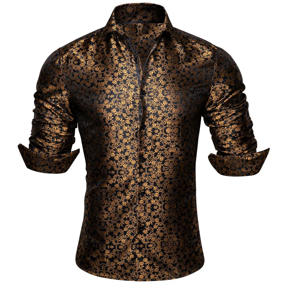 Barry.wang Novelty Brown Floral Shirt