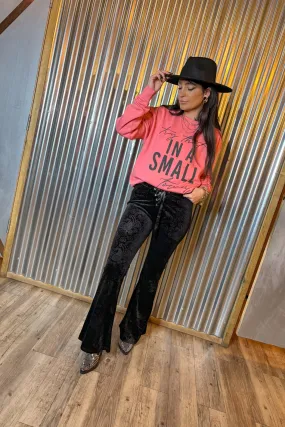 Black Paisley Velvet Bell Bottoms