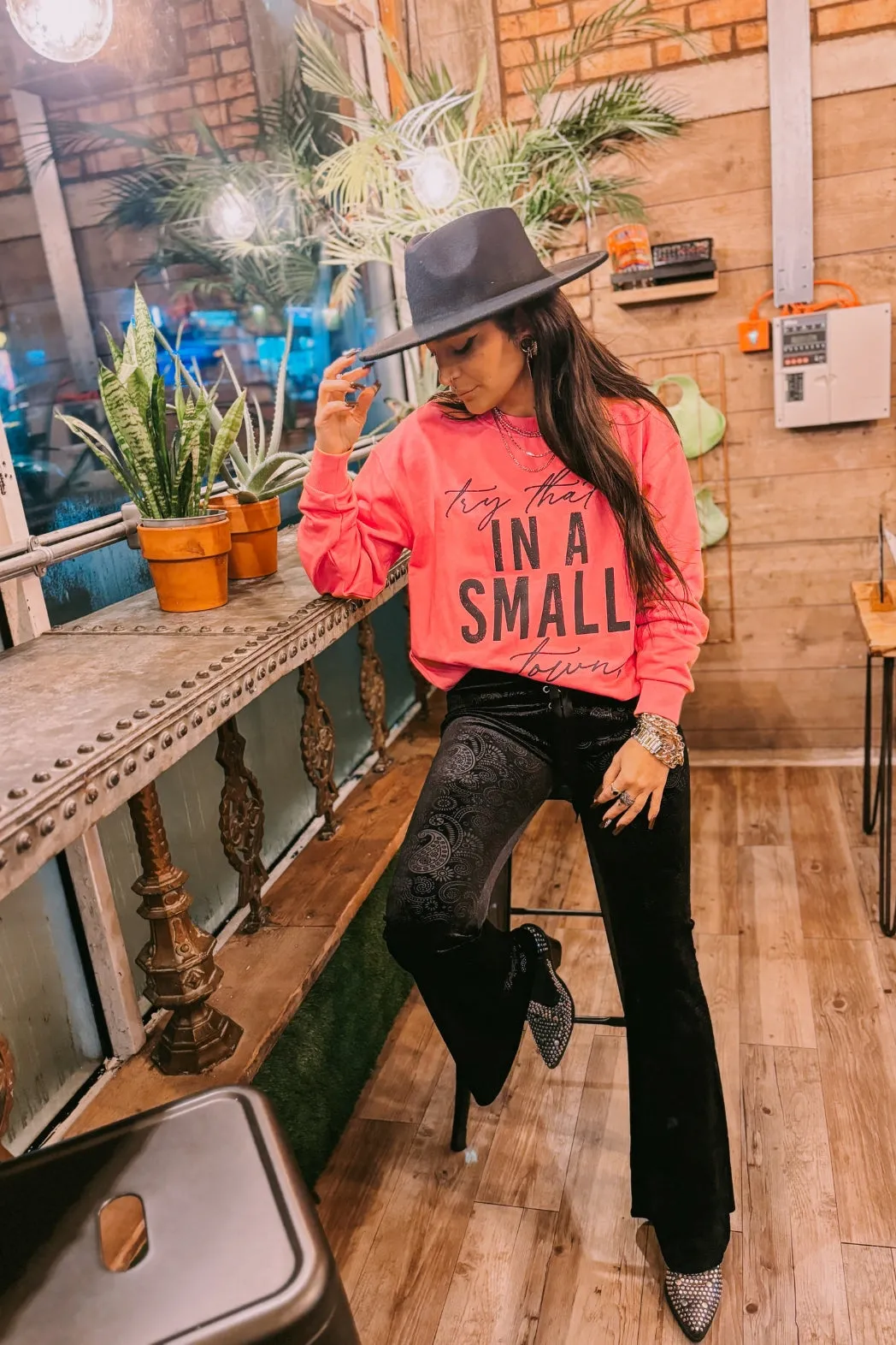 Black Paisley Velvet Bell Bottoms