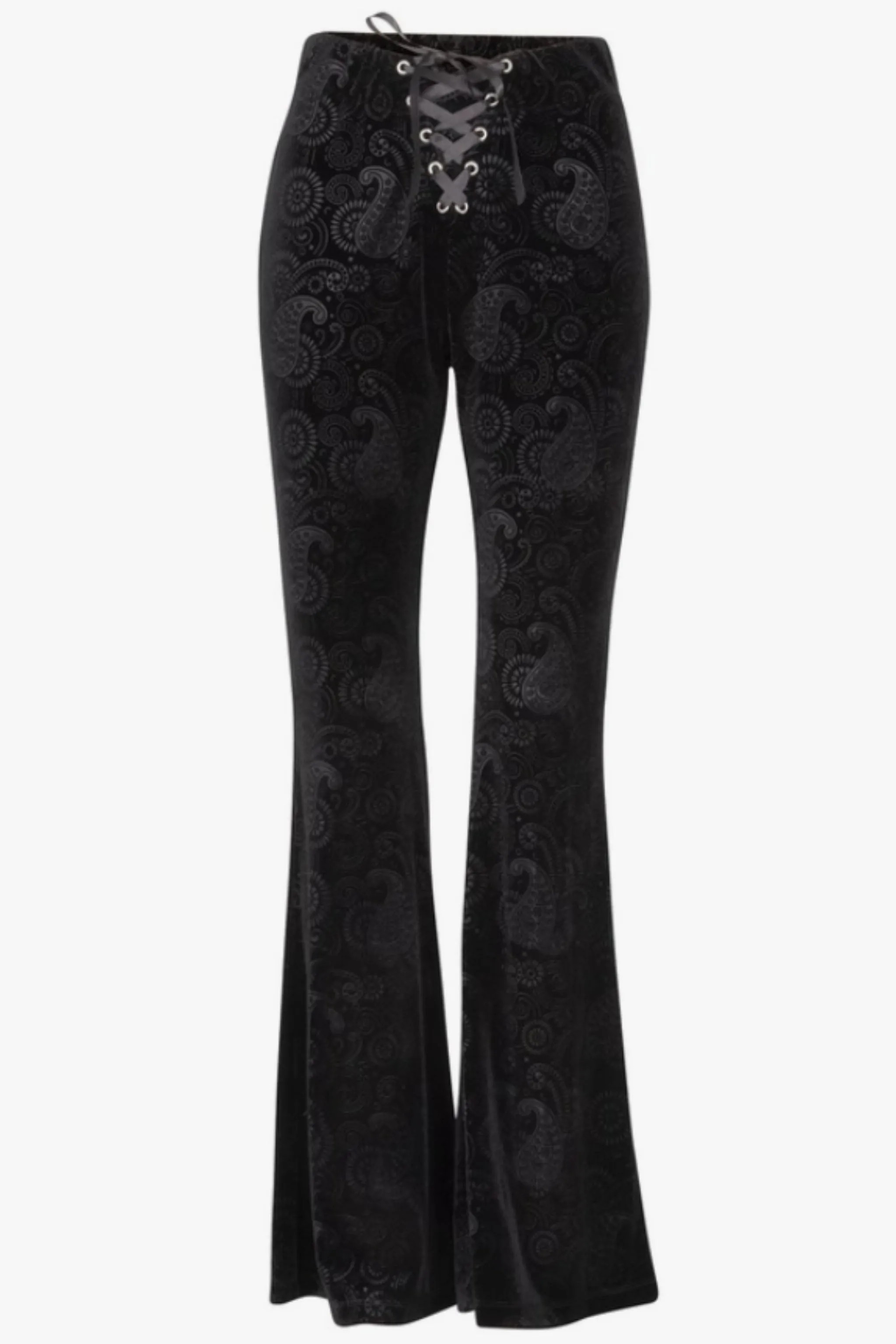 Black Paisley Velvet Bell Bottoms