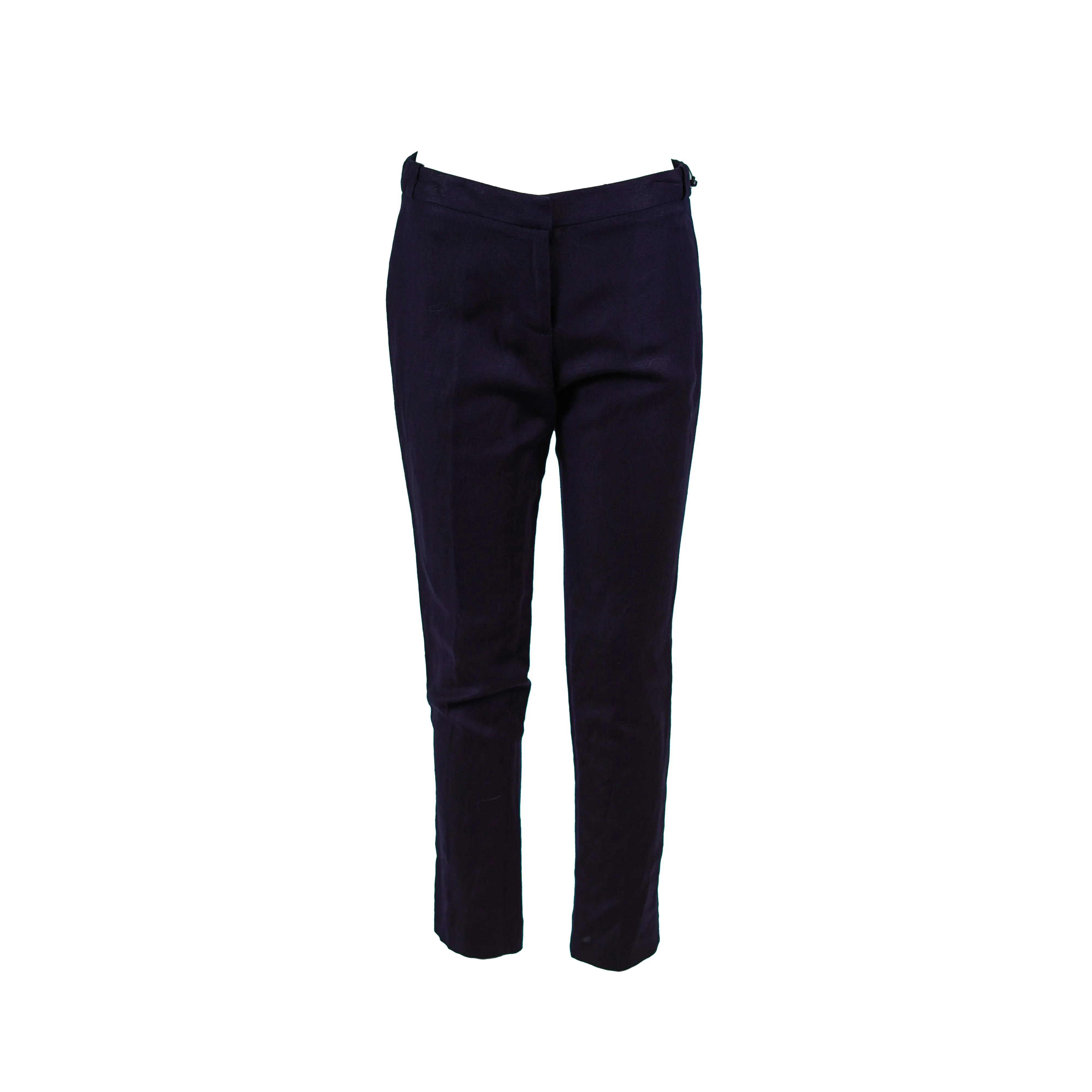 Calvin Klein Women's Petite Highline Button Back Tapered Leg Linen Pants Blue 2P