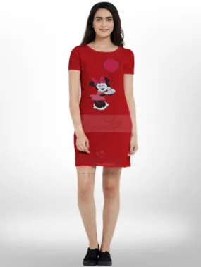 Cartoon Minnie Mouse Printed  Long T-shirt For Women's