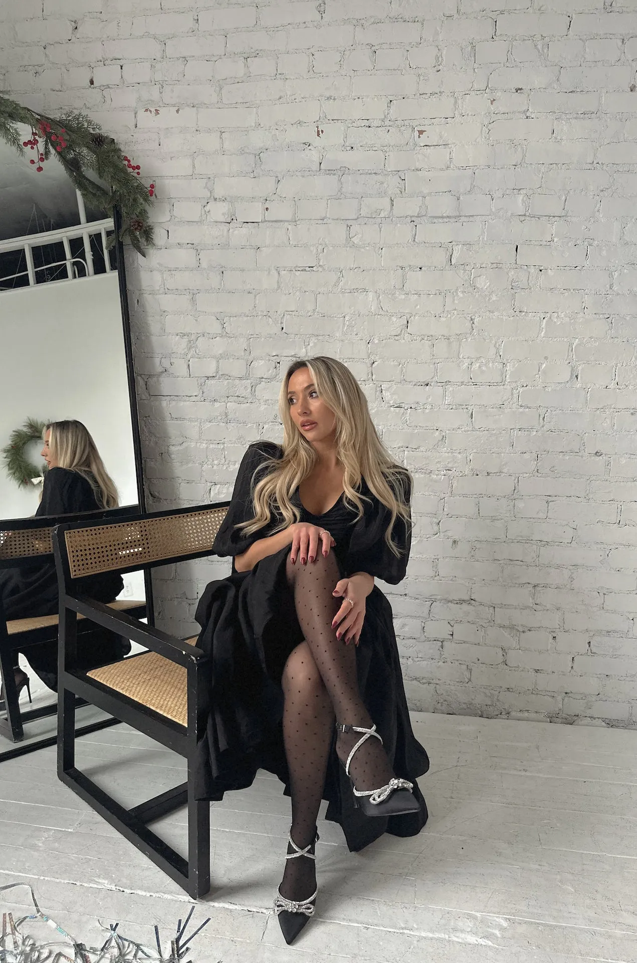 Charlotte Black Puff Sleeve Midi Dress - RESTOCKED