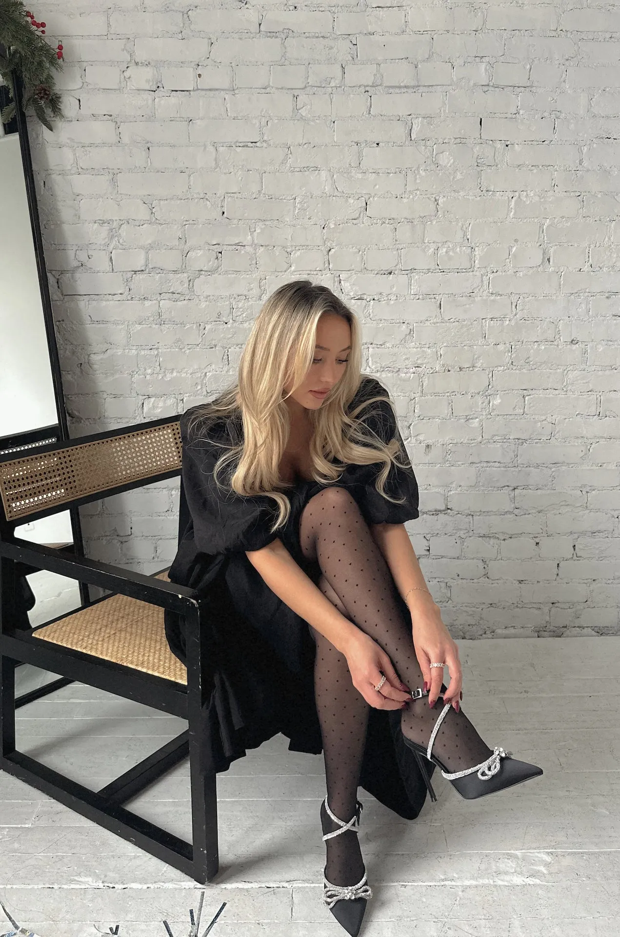 Charlotte Black Puff Sleeve Midi Dress - RESTOCKED
