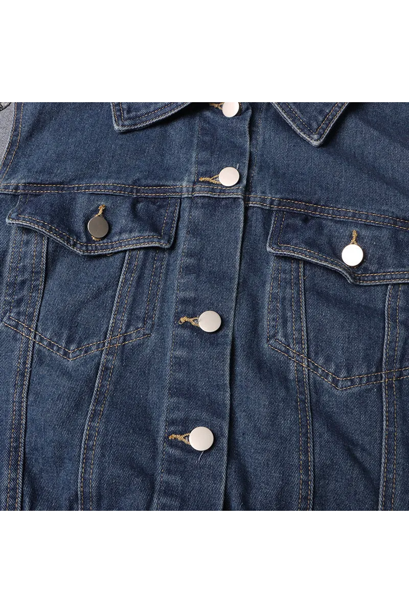 CJ0208 Cold Shoulder Denim Jacket