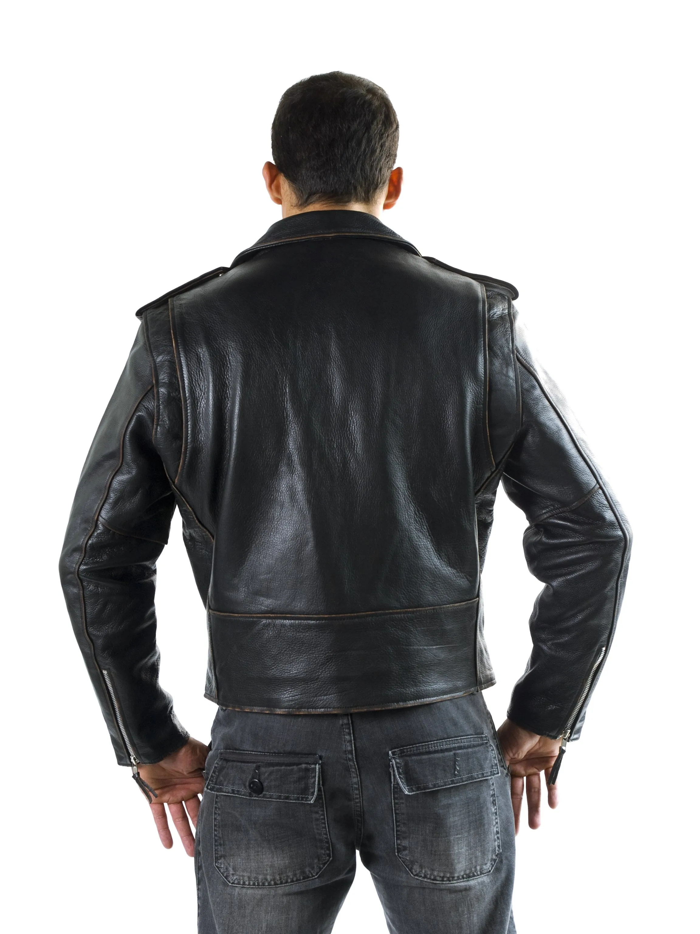 Classic Brando Antique Cowhide Leather Jacket 113A