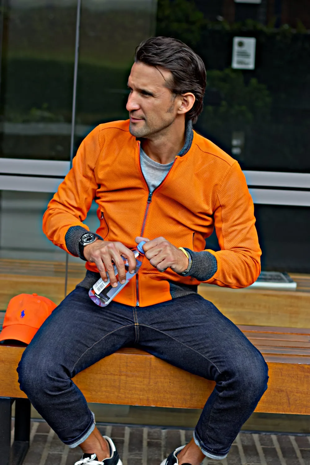 COSMO Leather Jacket Bomber lightweight - Perforated - Orange