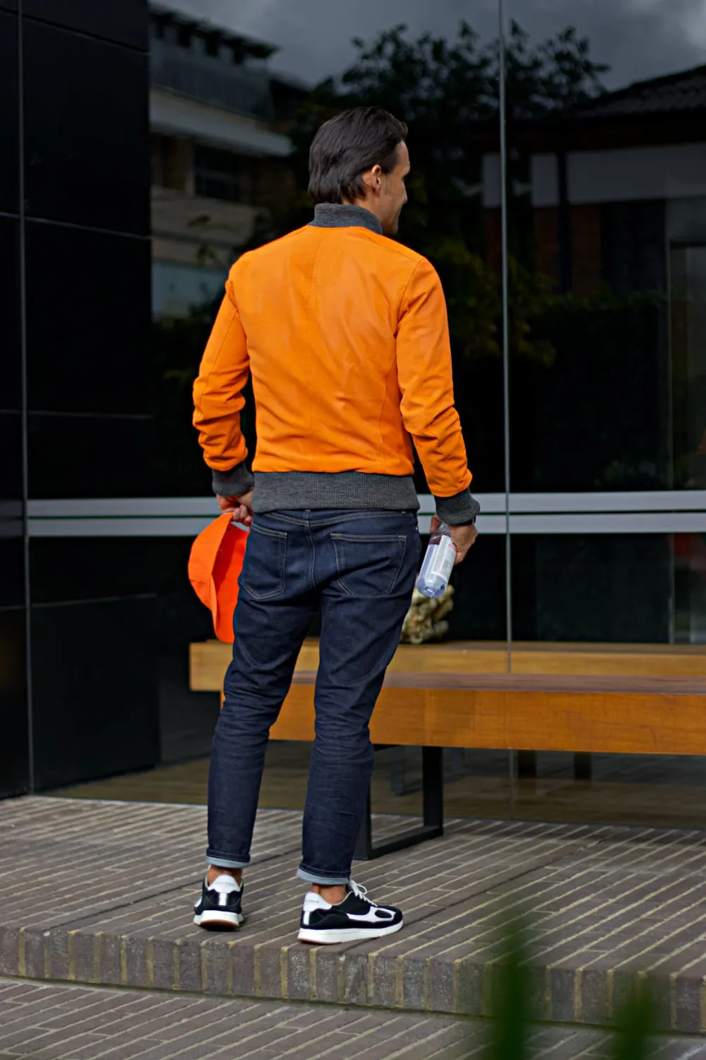 COSMO Leather Jacket Bomber lightweight - Perforated - Orange