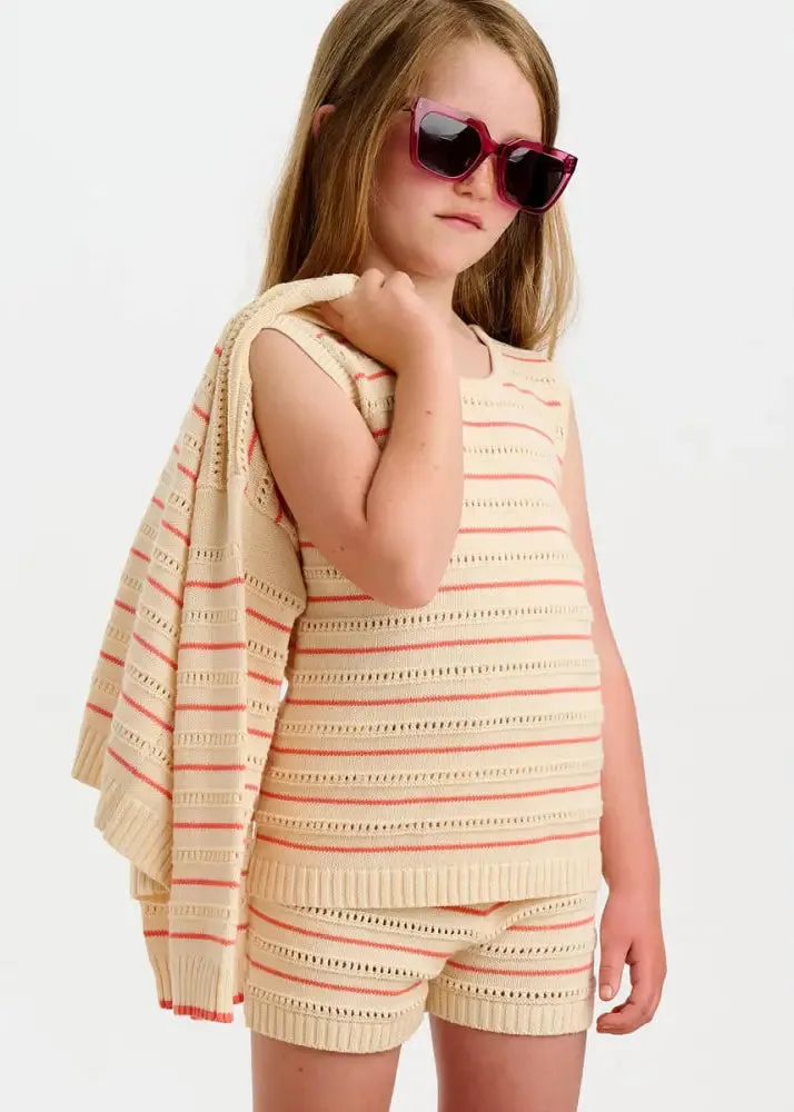 Costa - Coral Stripe Knit Baby & Kids Shorts