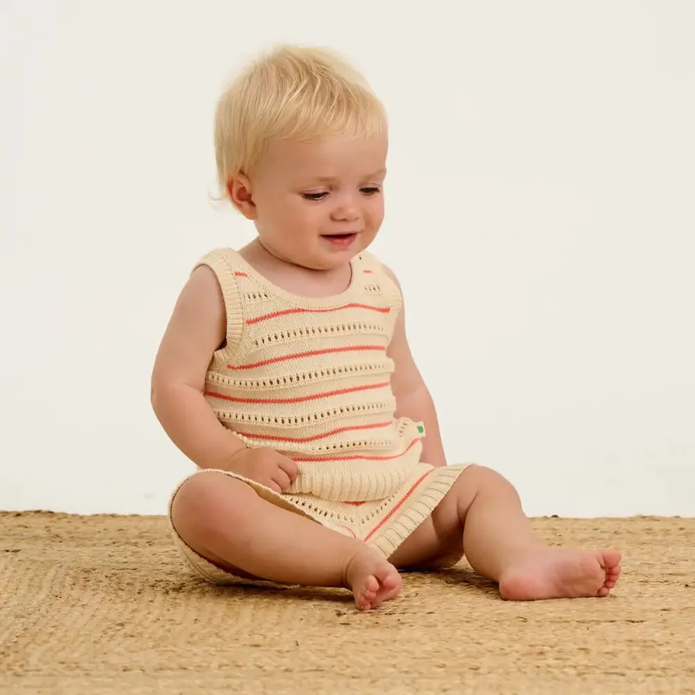 Costa - Coral Stripe Knit Baby & Kids Shorts