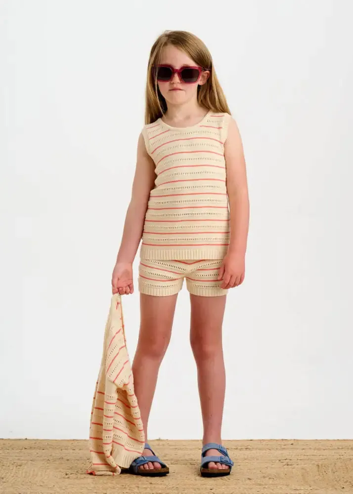 Costa - Coral Stripe Knit Baby & Kids Shorts