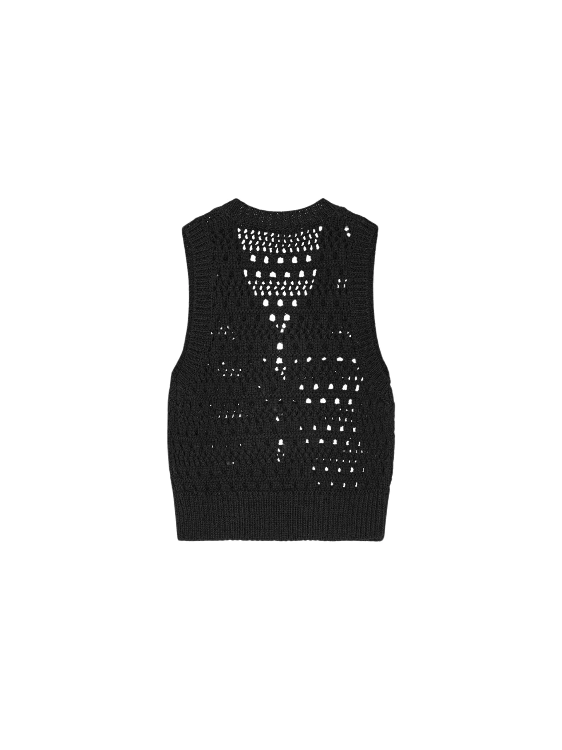 Cotton Mix Tie String Vest / Black