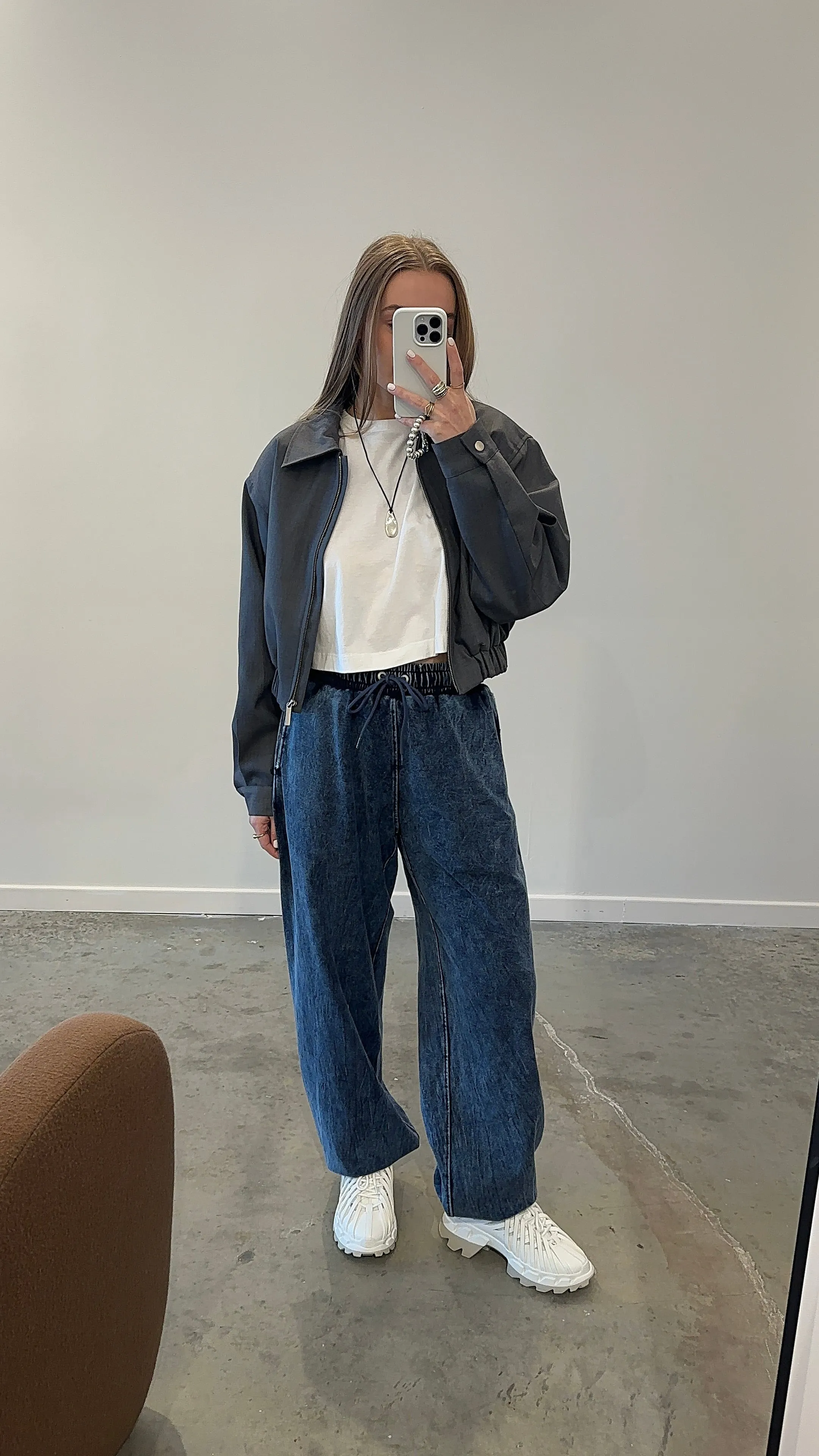 Denim Wash Drawstring Joggers