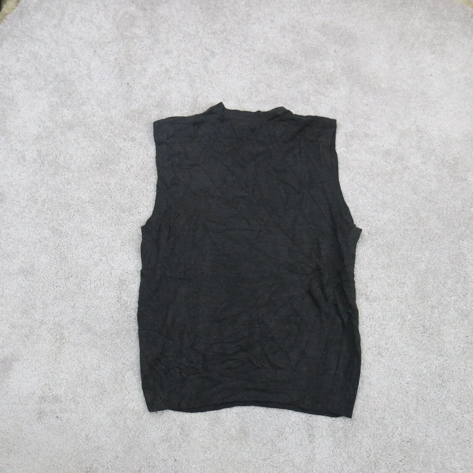 Dockers Womens Vest Sweater Knitted Sleeveless V Neck Argyle Black Size Large