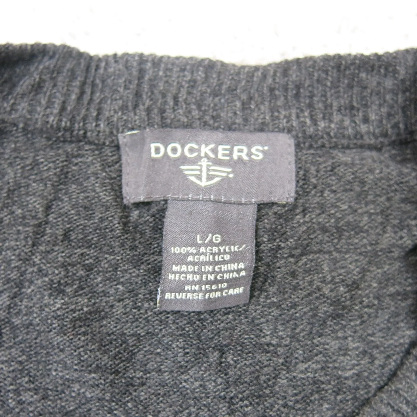 Dockers Womens Vest Sweater Knitted Sleeveless V Neck Argyle Black Size Large