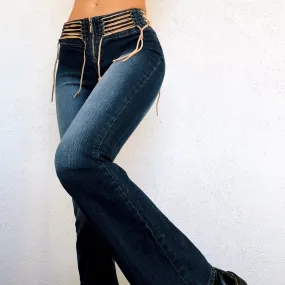 Early 2000s Lace Up Flare Jeans