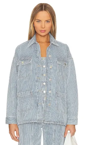 Ena Pelly Diana Denim Shacket in Blue