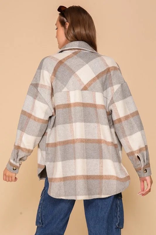 Fall days plaid print shacket