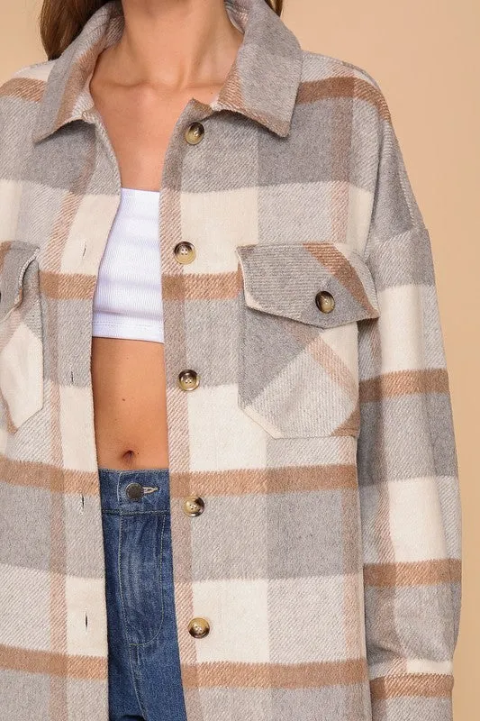 Fall days plaid print shacket