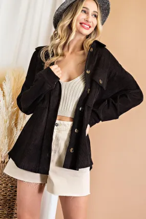 Favorite Corded Shacket - Black