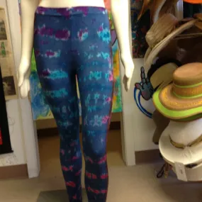 Flower Side Panel Tie Dye Viscose Leggings