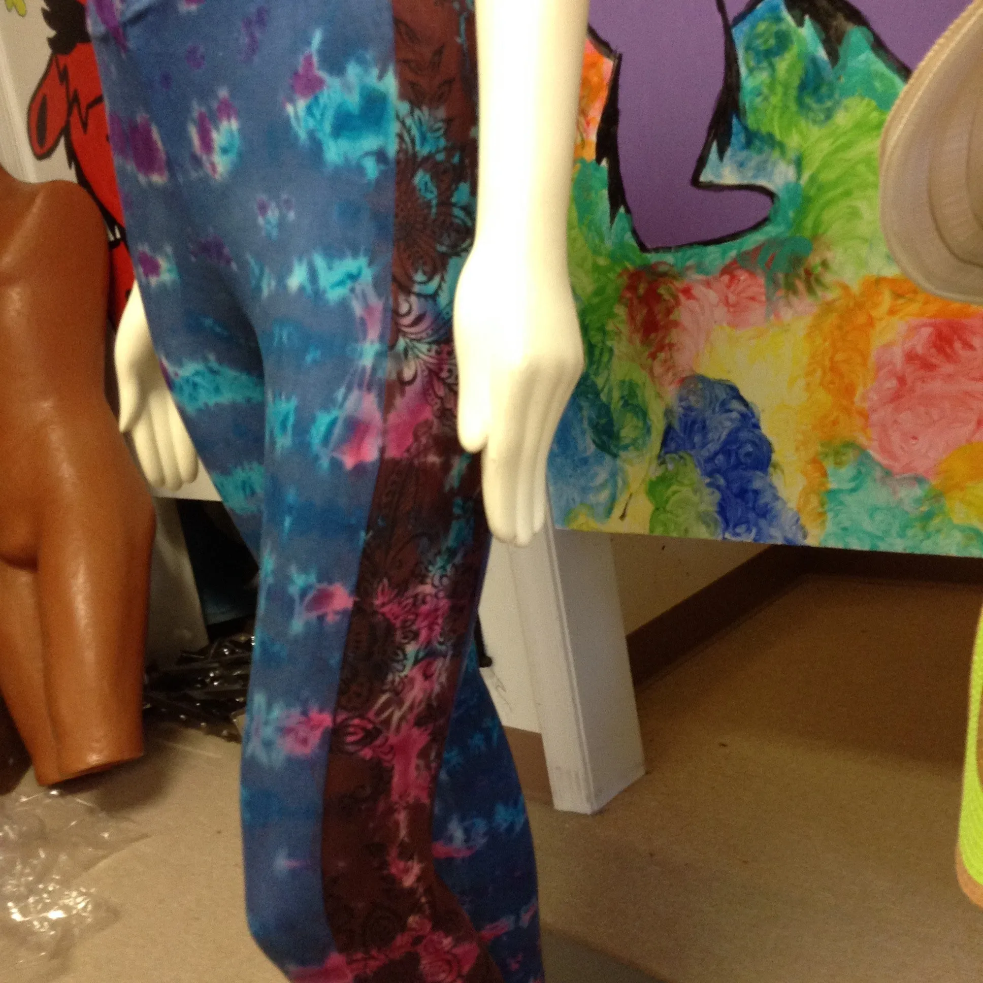Flower Side Panel Tie Dye Viscose Leggings