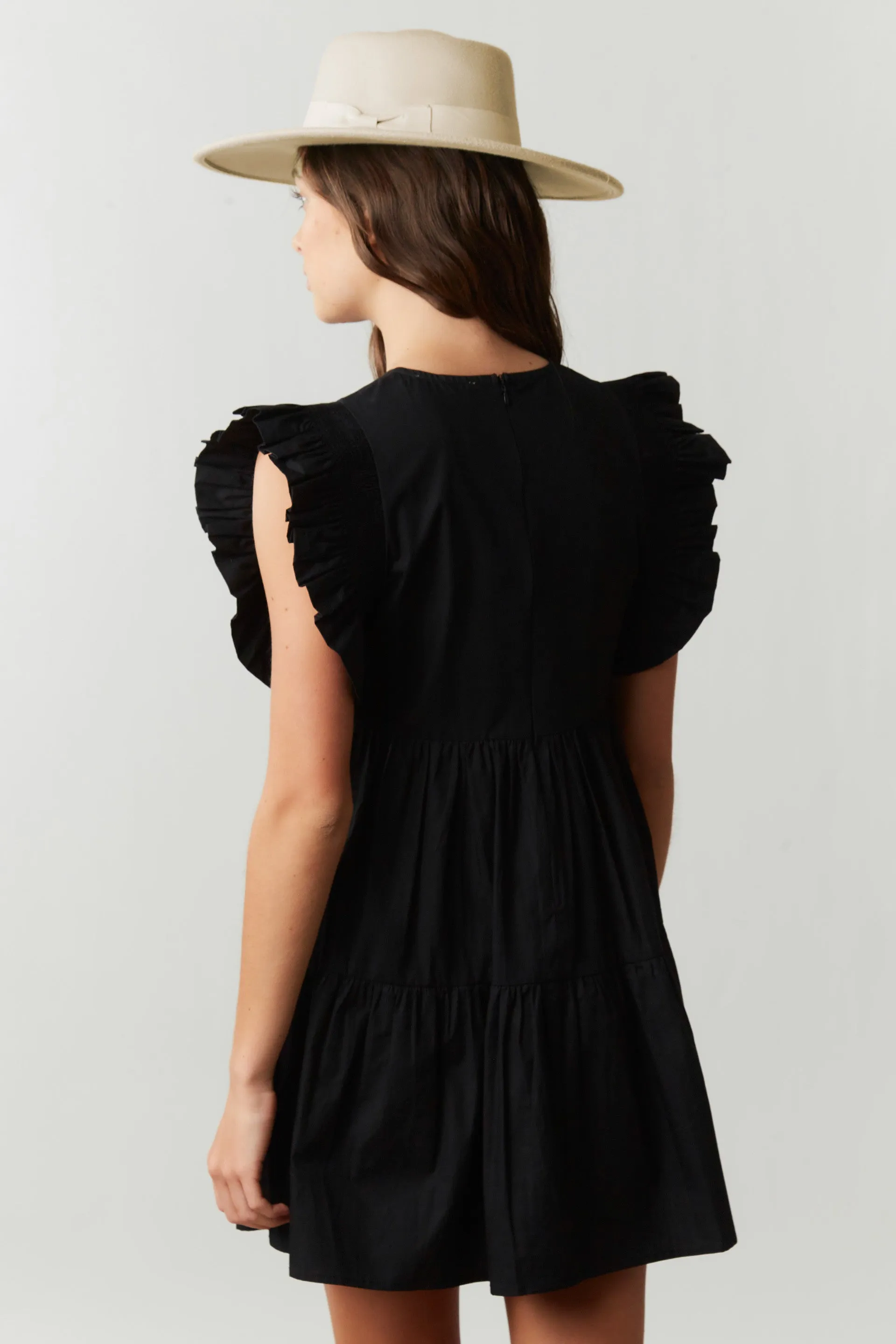 Flutter Sleeve Babydoll Sequin Football Dress