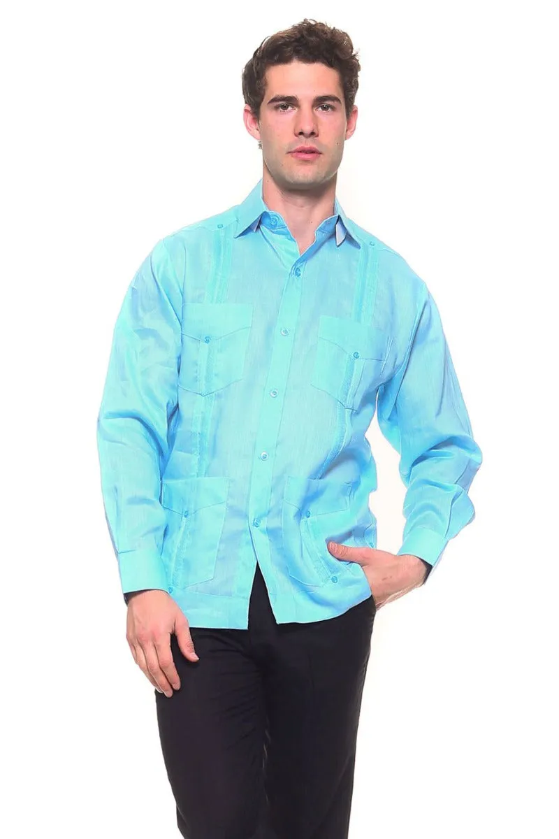 Genuine Mojito Signature Premium Collection 100% Irish Linen Classic Guayabera Shirt Long Sleeve