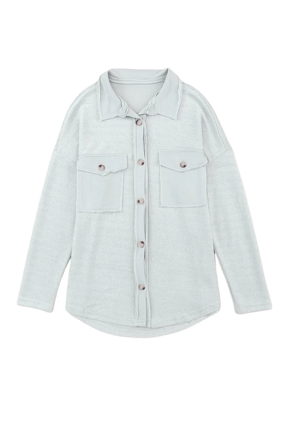 Gray Contrast Flap Pockets Relaxed Shacket