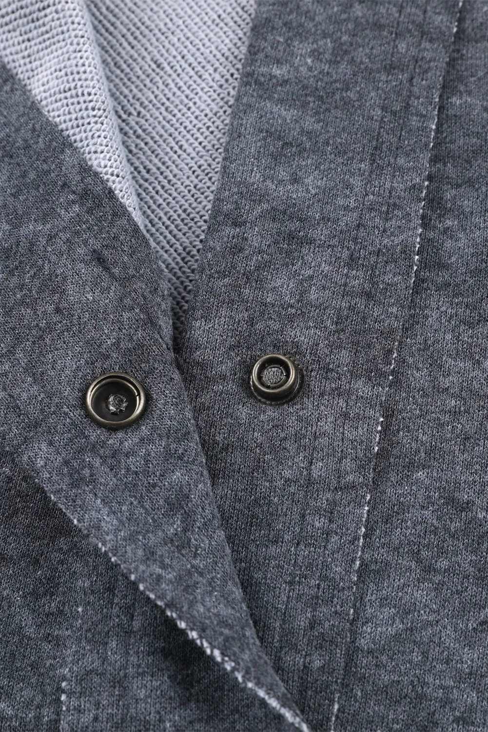 Gray Vintage Washed Flap Pocket Button Shacket