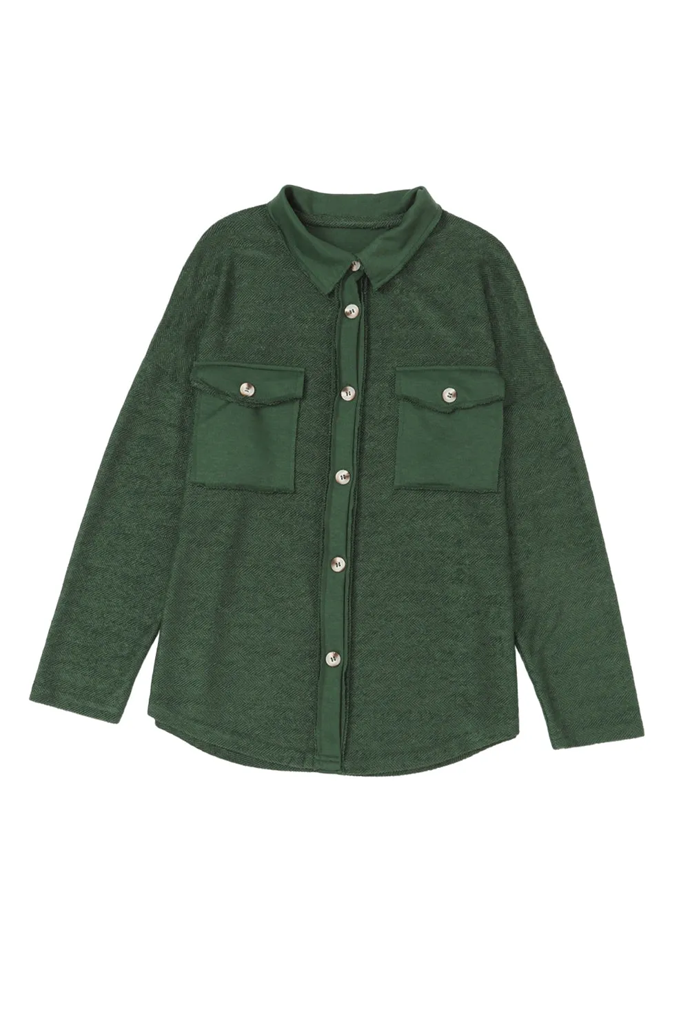 Grey Contrast Flap Pockets Relaxed Shacket